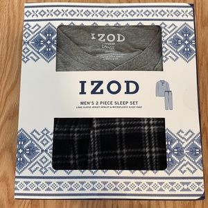 IZOD Men's Jersey Henley Top and Micro Fleece Pant Sleep Set